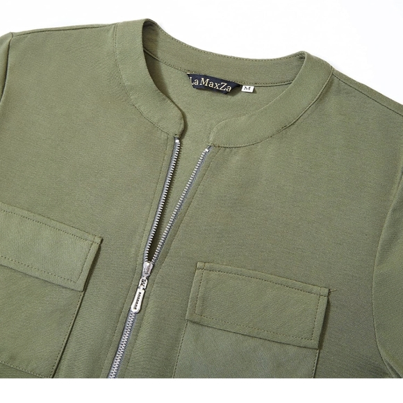 Women's Zip Up V Neck Short Sleeve Casual Tunic Shirt Flo - Picture 3 of 11